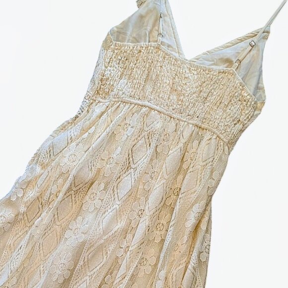 NWT Boho XS Cream Lace Hi-low Maxi Dress Tassels Summer - Picture 4 of 6